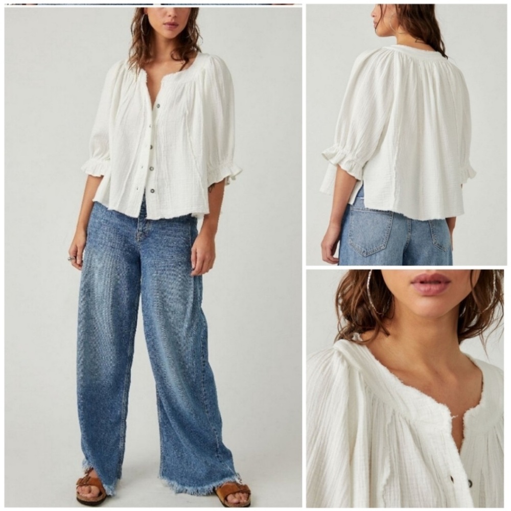 Free People Lucy Solid Swing Top/Optic  White Size MEDIUM.  Looks Great !!